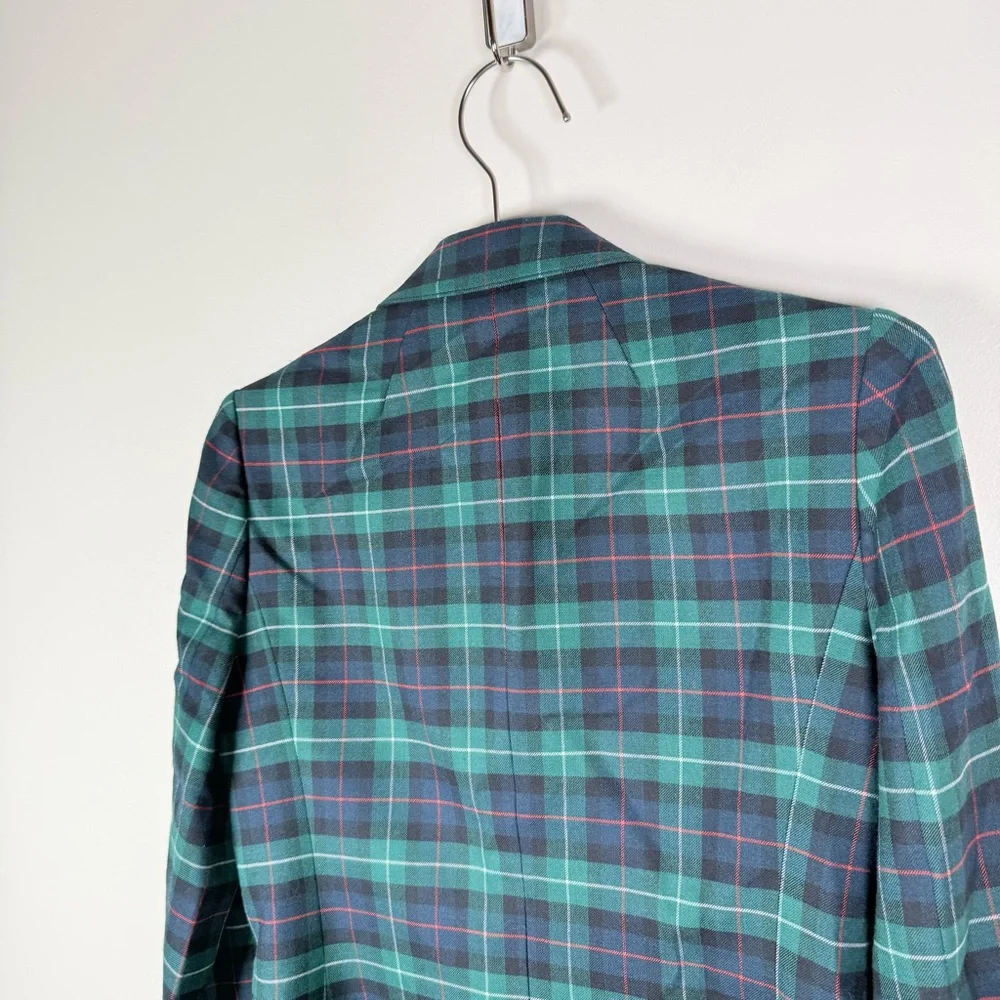 J.Crew Green Navy And Green Tartan Plaid Wool Blazer